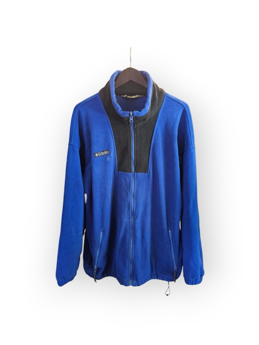 Vintage Columbia Sportswear Mens XL Royal Blue Black Fleece Jacket Full Zip